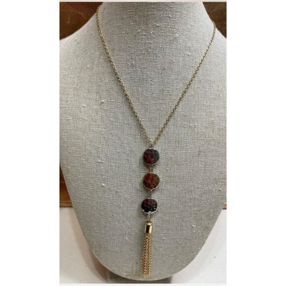 Banana Republic Gold Chain Necklace With Multicolor Beads & Tassel NEW - Picture 4 of 4